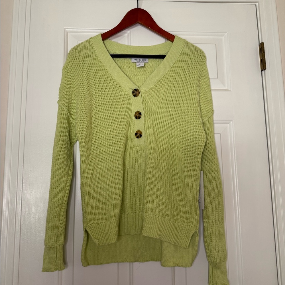Rachel Zoe Light Green V-Neck Sweater